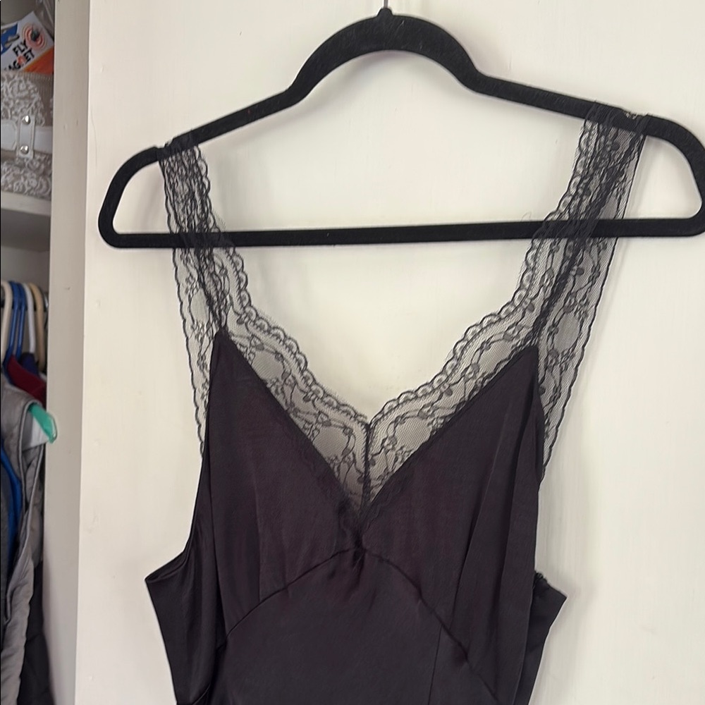 Zara Black Lace Trim Slip Dress